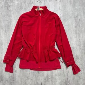 Sweaty Betty Ruffle Peplum Zip Up‎ Jacket Women's Medium Color Red